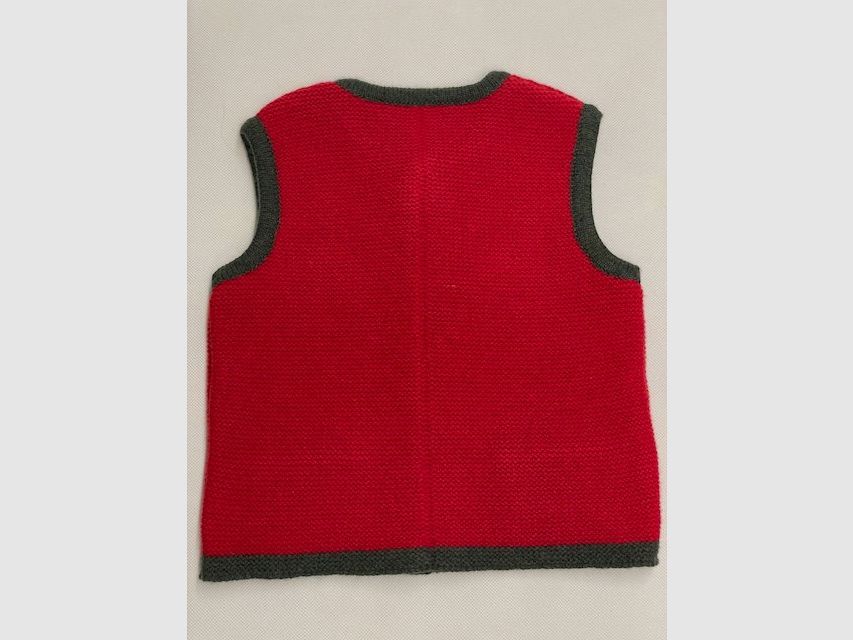 Kinder Strickweste Merinowolle in Rot/Grün, Bild 2 von 2