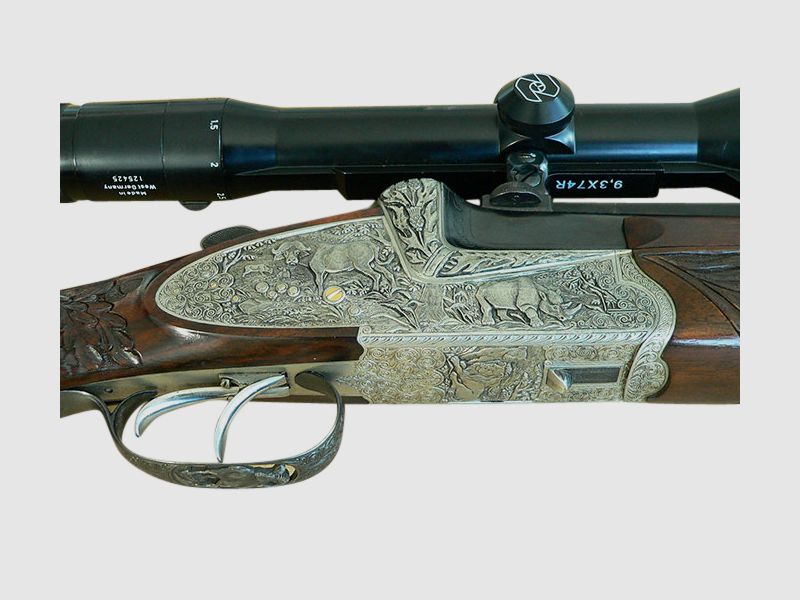 Bockdoppelbüchse Franzoj Ferlach, Kal. 9,3x74R mit ZF