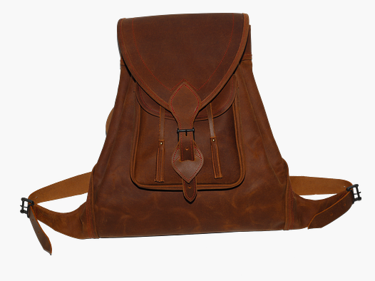 ZURRON EN CUERO ENGRASADO COÑAC CON BOLSILLO EXTERIOR
