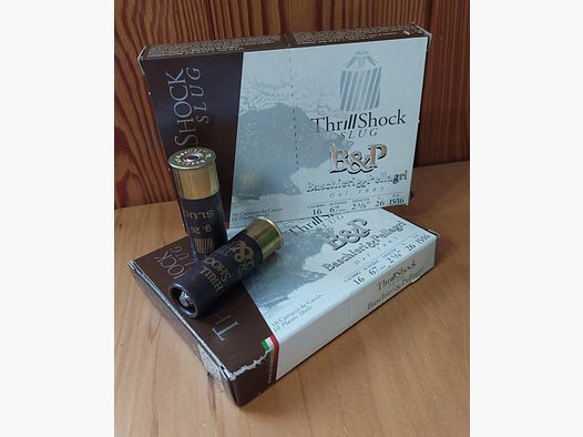 GESCHOSSMUNITION BASCHIERI & PELLAGRI THRILL SHOCK Kal. 16 GR 26 LÄNGE 67 MM