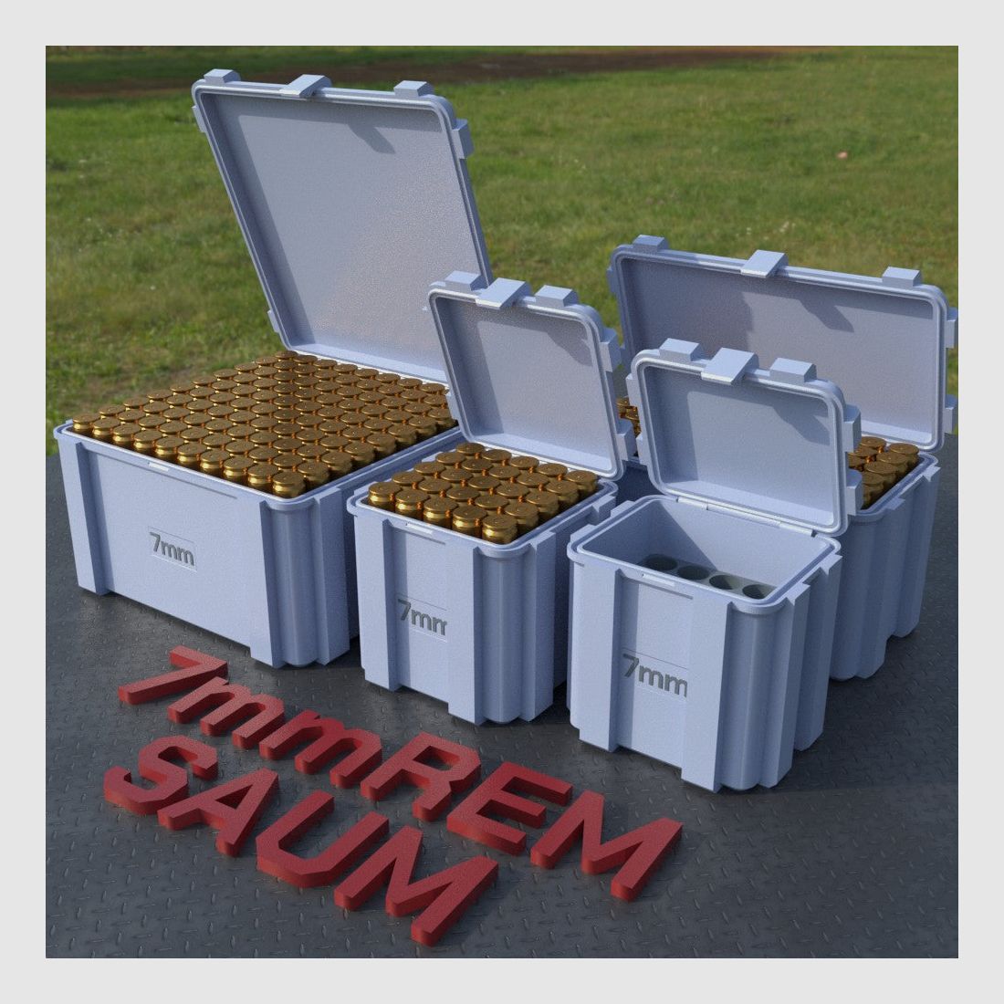 Filamelt Munitionsbox / Ammo Box 7mm REM SAUM – Patronenbox ‘Klappdeckel’ – 20 / 25 / 50 / 100 Runden