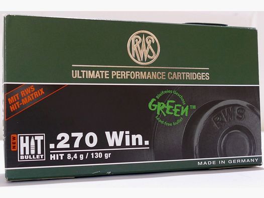 RWS .270 WIN HIT 8,4g/130gr Cartouches de fusil sans plomb