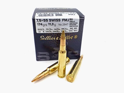 Sellier & Bellot 7.5×55 FMJ Patronen