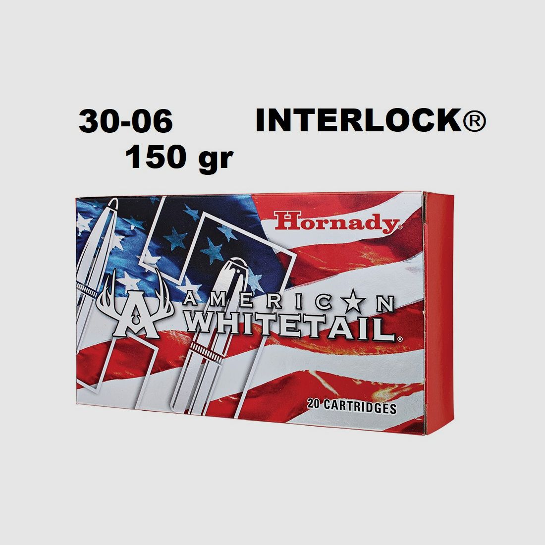 Munizioni per carabina Hornady 30-06 WHITETAIL INTERLOCK 150 gr, immagine 1 di 2