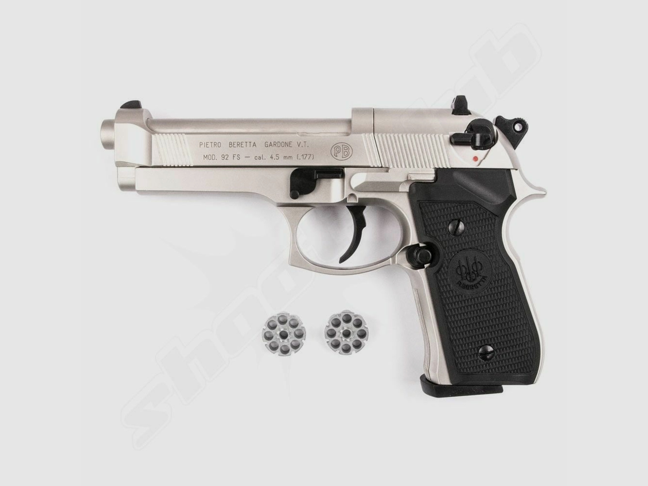 Beretta	 M 92 FS CO2 Pistole nickel 4,5 mm Zielscheiben Set