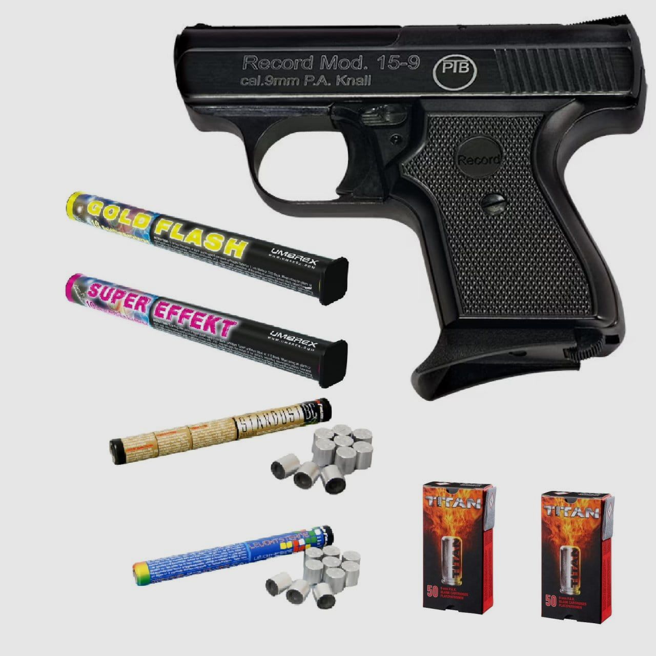 Pacchetto fuochi d'artificio di Capodanno Record 15-9 Pistola a salve