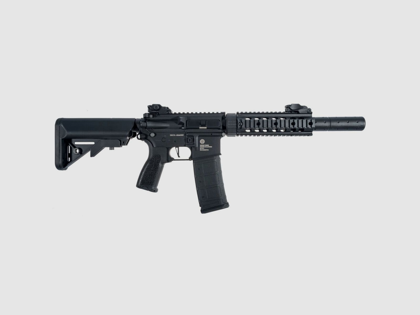 Grand Power AR15 SilentOps 7 Zoll CHARLIE Delta Armory Schwarz S-AEG Airsoft Gewehr Frei ab 18 Jahren