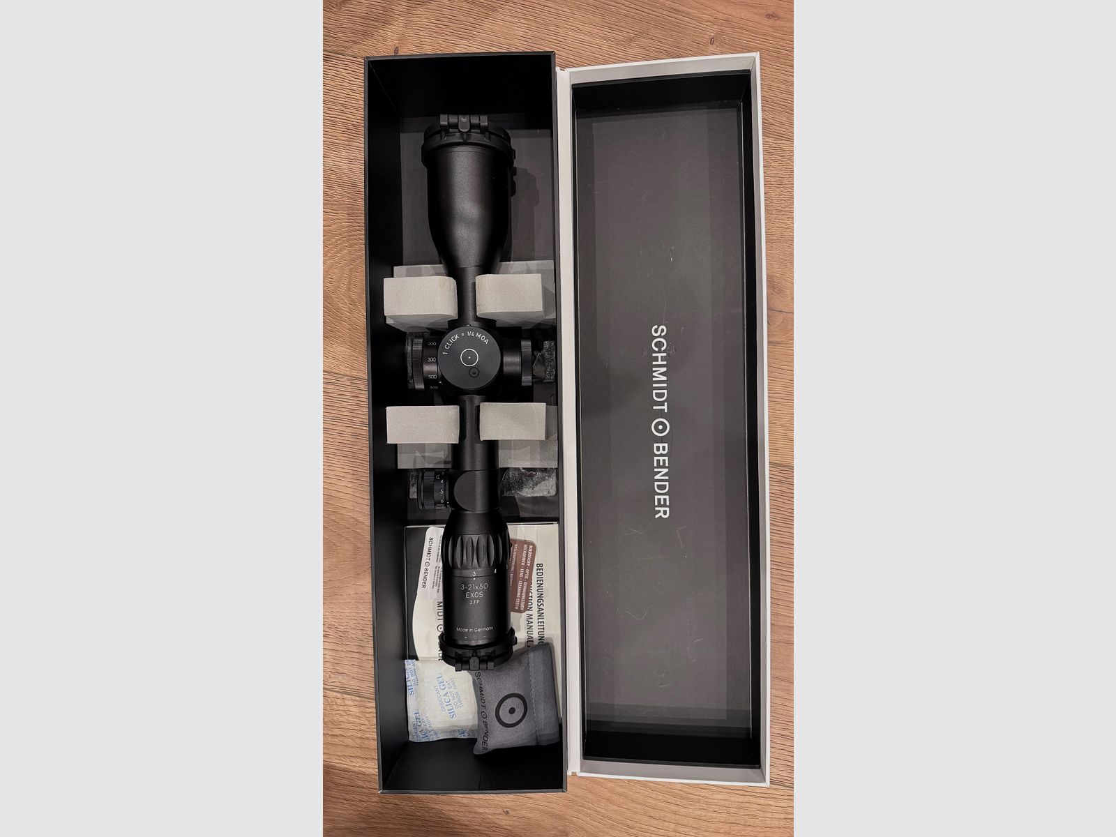 Schmidt & Bender EXOS 3-21 x 50 Neuwertig mit Zubehör OVP usw.