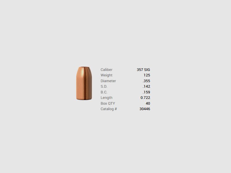Barnes Geschoss .357 Sig./.355 125GR M/LE Tac-XP Pistol FB 40 Stück