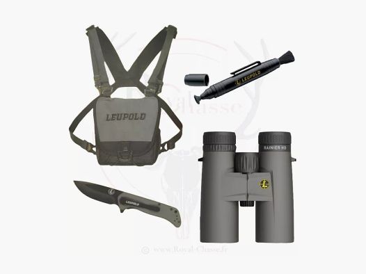 Kit Binocolo Leupold Rainier 10x42 + Imbracatura + Coltello + Pulizia