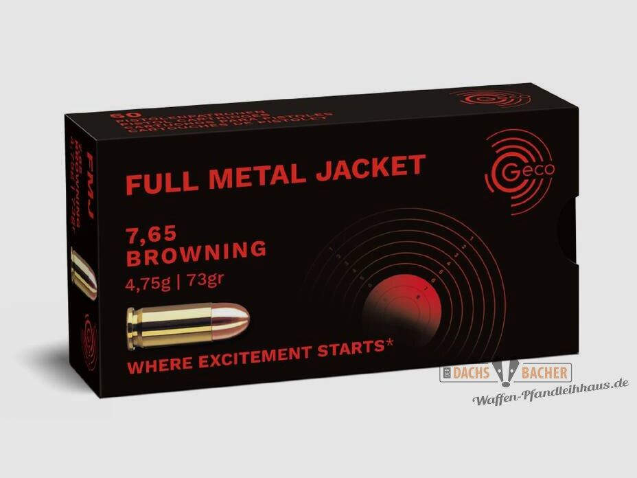 GECO 7.65 Browning FMJ Full Metal Jacket 4.75g/73gr 50 rounds