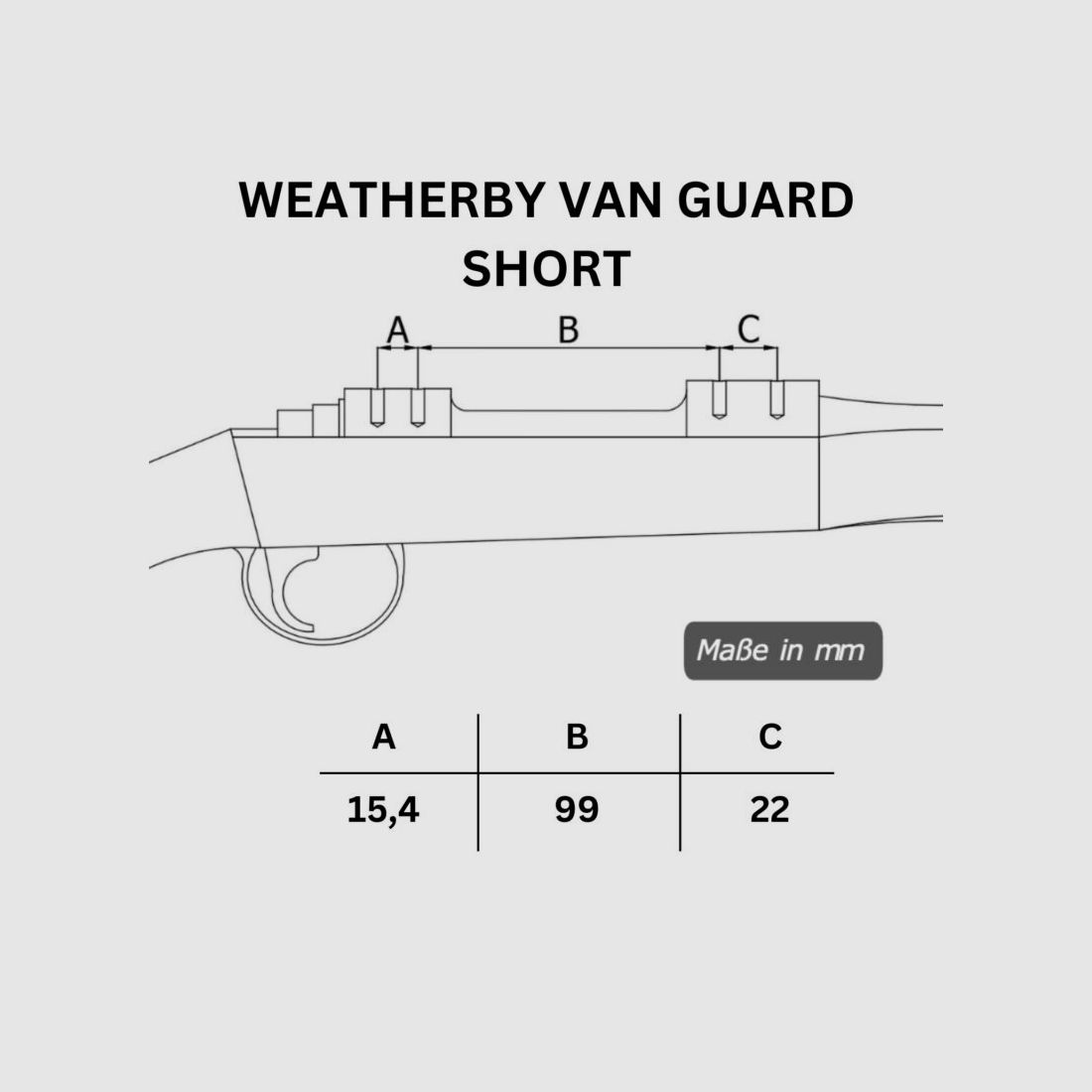 Rifle Doc Picatinny Weaver STAHL Schiene für WEATHERBY VAN GUARD SA (Short Action)