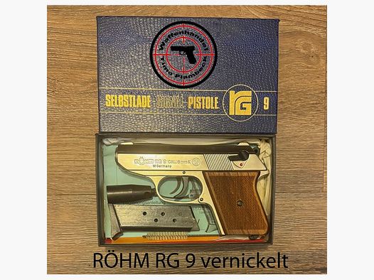 Gaspistole / SRS-Waffe   Röhm  Mod. RG 9 vernickelt  im Kaliber 8mmK   (PTB: 413)