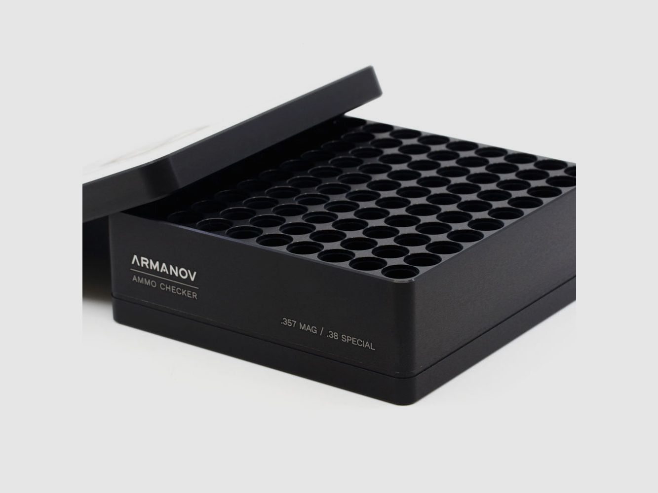ARMANOV Calibration Box with Flip-Top – 100 Cartridges – .357 Mag / .38 Special, image 2 of 2