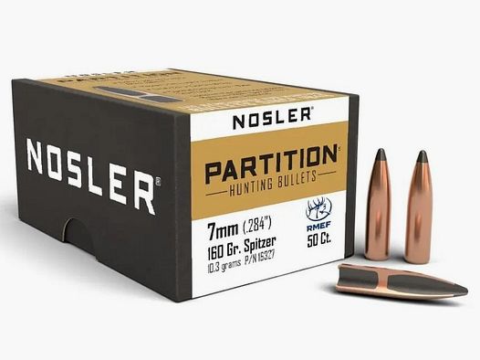 Nosler Geschosse 7mm/.284 160gr Partition 50 Stück | Jagdgeschoss 16327