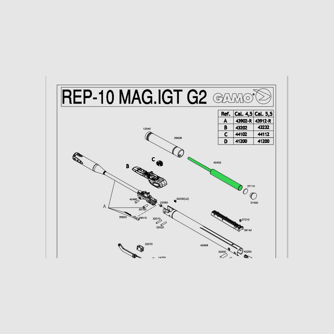 Gasdruckfeder fĂĽr Luftgewehre Gamo G-Magnum 1250 Whisper IGT MACH 1 Hunter 1250 Grizzly Pro G-Magnum 1250 IGT MACH 1 Replay 10 Magnum IGT