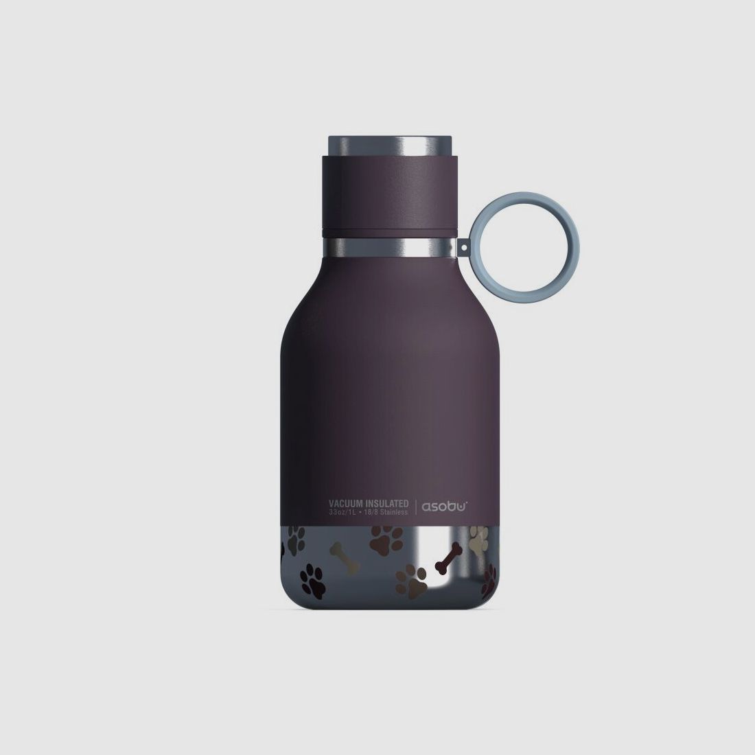 Asobu - Dog Bowl - Edelstahlflasche mit Hundenapf 1 Liter Burgunderrot