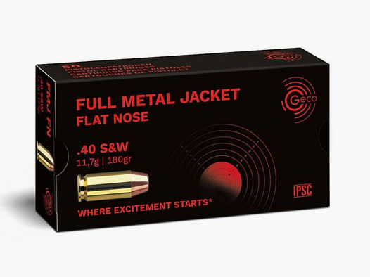 GECO .40 S&W Full Metal Jacket Flat Nose 11.7g/180gr - 50 cartridges
