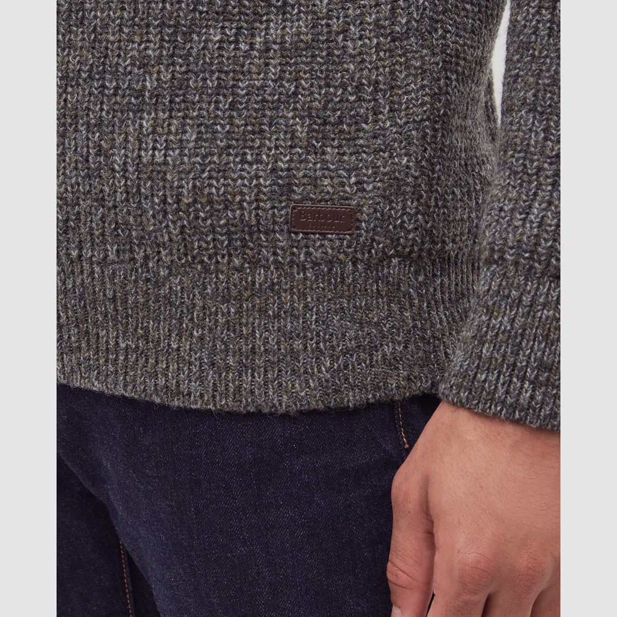 BARBOUR Pulower Horseford Okrągły Dekolt Oliwkowy