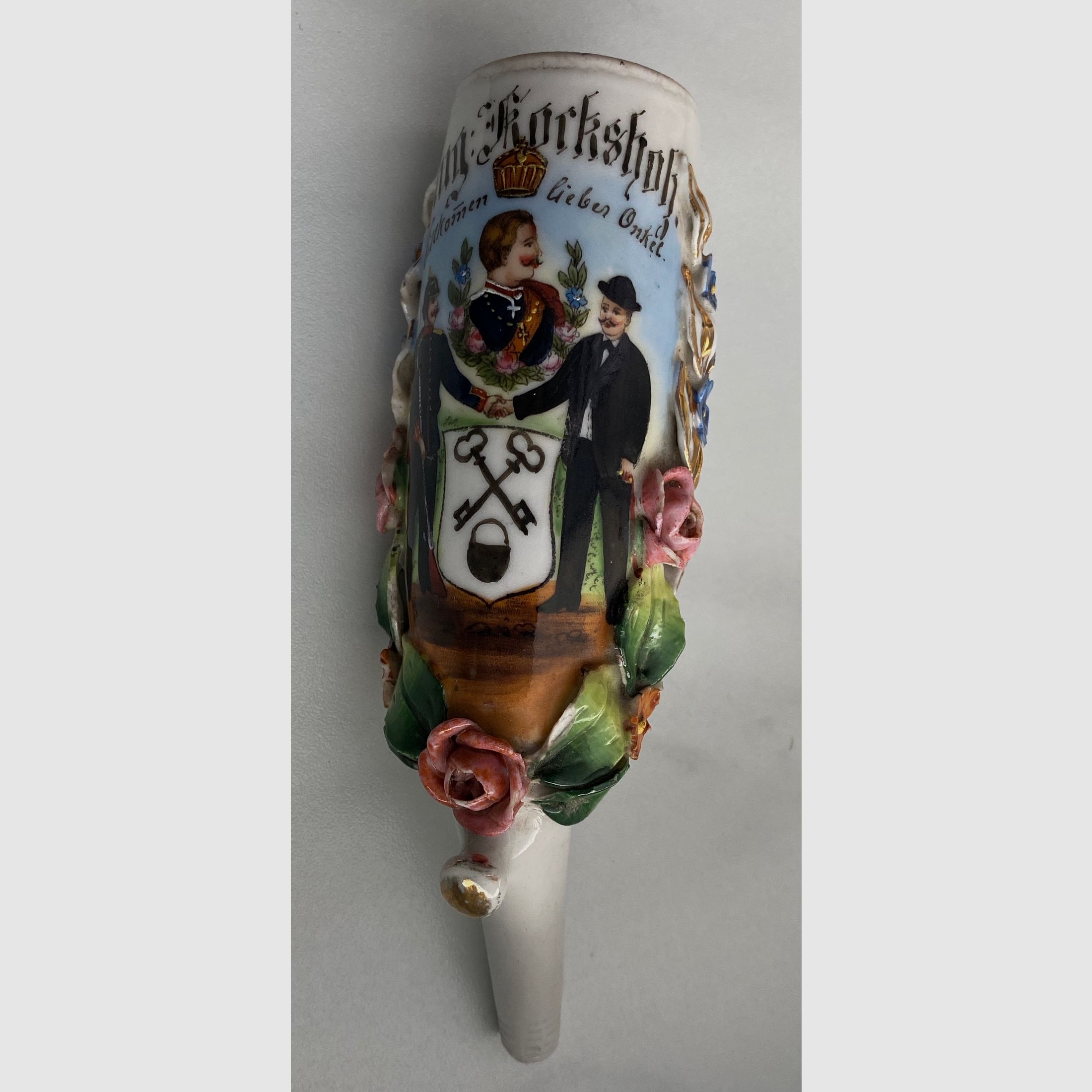 Tête de pipe et image de réserviste, pipe de réserviste, porcelaine, réservistes, bois de manteau 1905