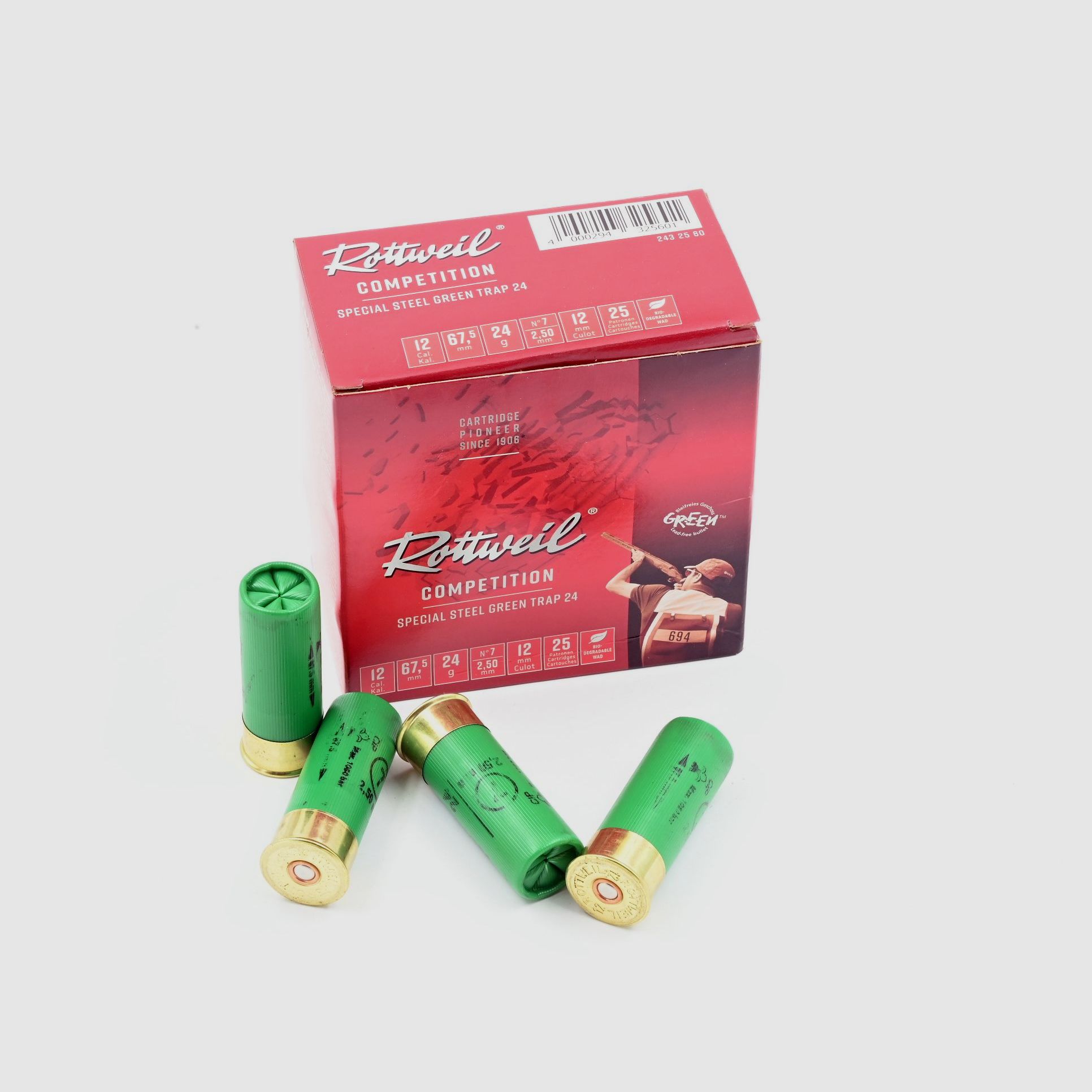 Rottweil Special Steel Green, 12/67.5, 2.5mm/ Nr.7, 24g, 25 pcs.