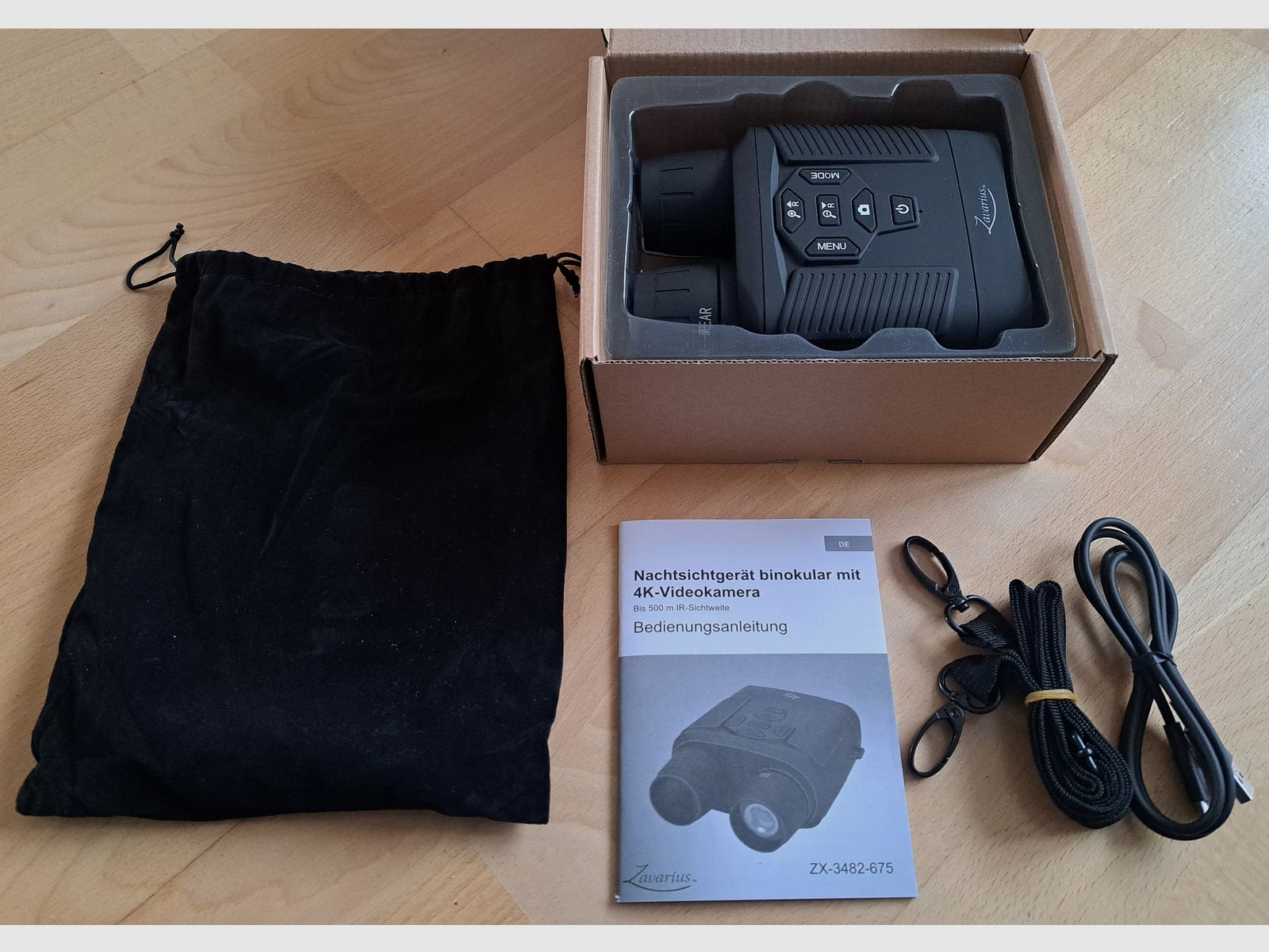 Zavarius Night Vision Binoculars: Binocular rechargeable night vision device, 4K camera, up to 500 m IR visibility (night vision device, night binoculars, surveillance camera)