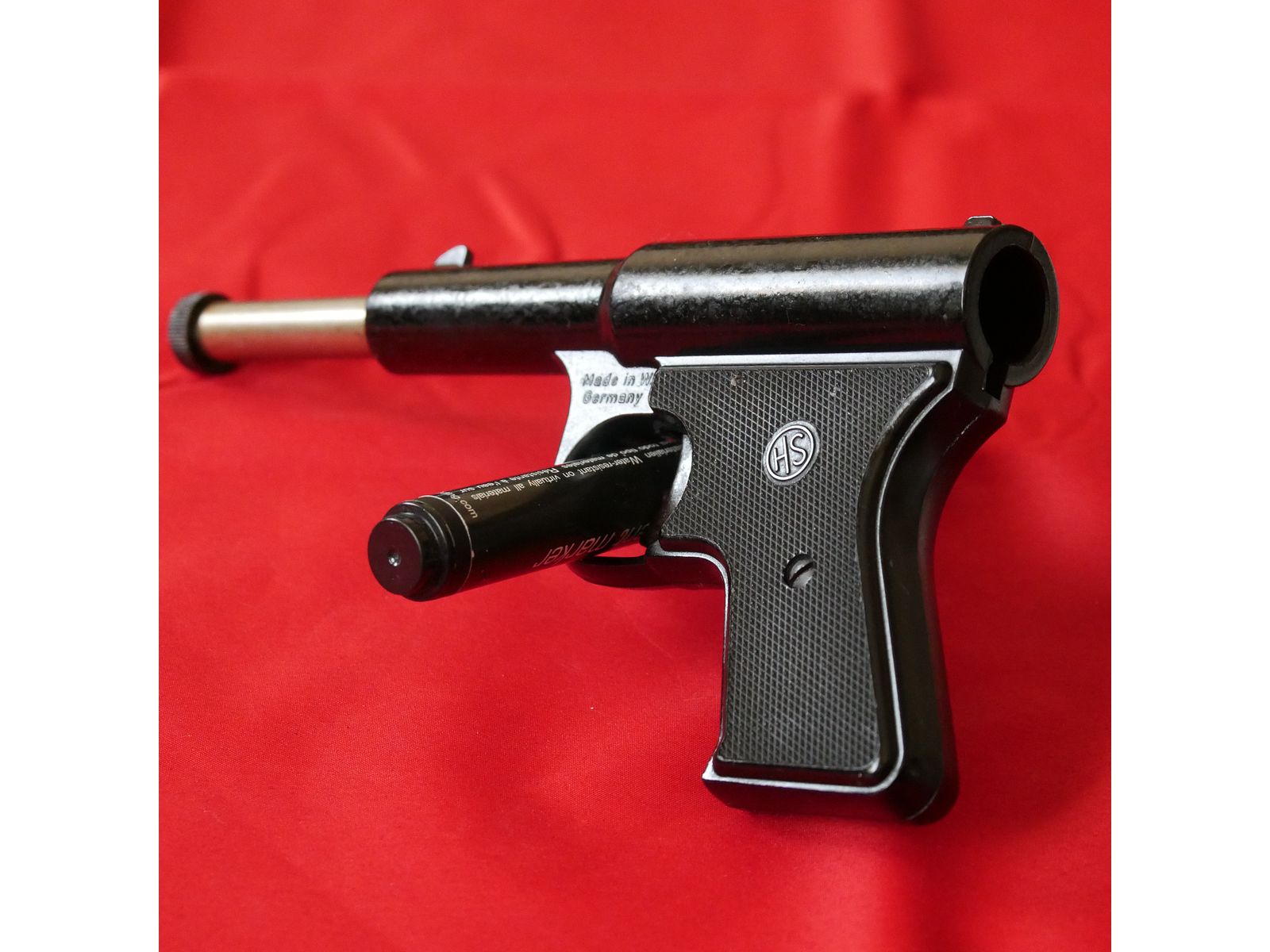 Uralte Luftpistole Druckluftwaffe Bakelitpistole Pistole HS Schmidt Mod. 9 A Teleskoplauf, Kal. 4,5 mm