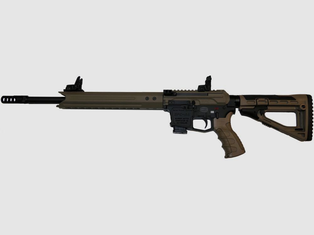 GWMH Selbstladebüchse GWMH SPC-SPORTER A4 17" (SWISS PISTOL CARBINE) FDE Kal.9x19 AR15 Glock Magazin