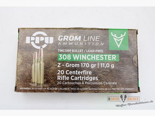 PPU Privi Partizan .308 Win 11,0g/170gr Z-GROM Bleifrei 20 Schuß