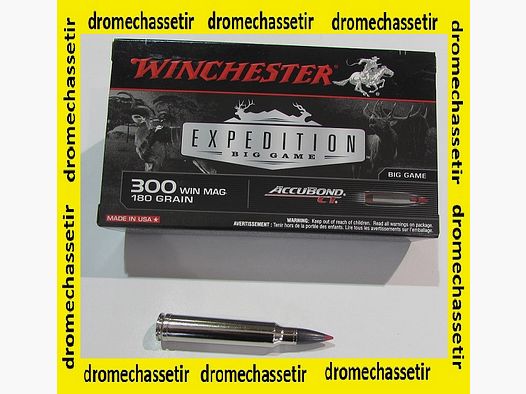 1 boite de 20 cartouches calibre 300 winchester Magnum, Winchester Accubond 180 grs