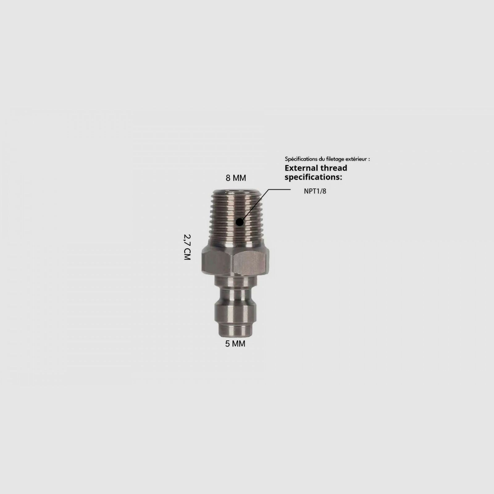 QR-Männchenadapter mit Rückschlagventil - Gewinde 1/8 NPT, Bild 3 von 3
