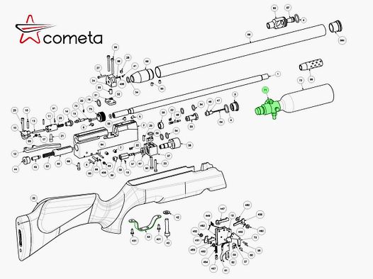 FĂĽllventil mit Manometer fĂĽr Pressluftgewehr SWS Cometa Lynx, Ersatzteil