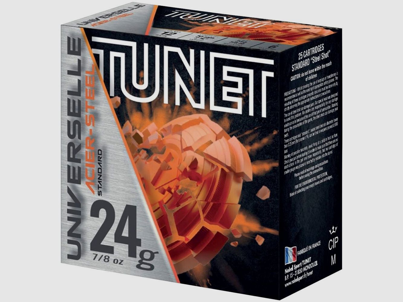 Tunet 12/70 Universelle 2,5mm 24g Weicheisen-Stahlschrotpatrone Bleifrei