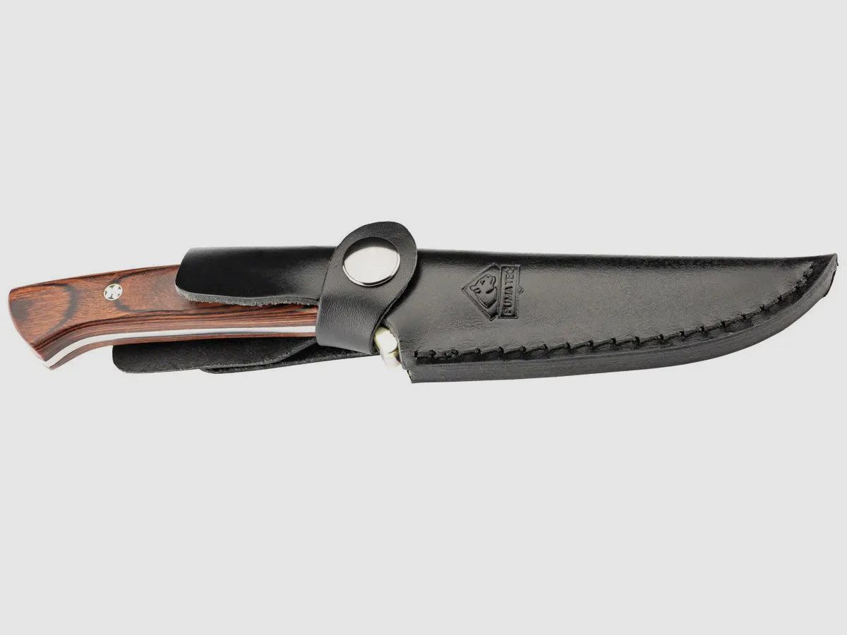 PUMA TEC belt knife, brown pakkawood with mosaic pins