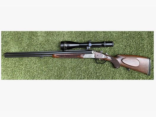 Heym Drilling mit Zeiss 3-12x56 und Einstecklauf .22Hornet 20/76;9,3x74R