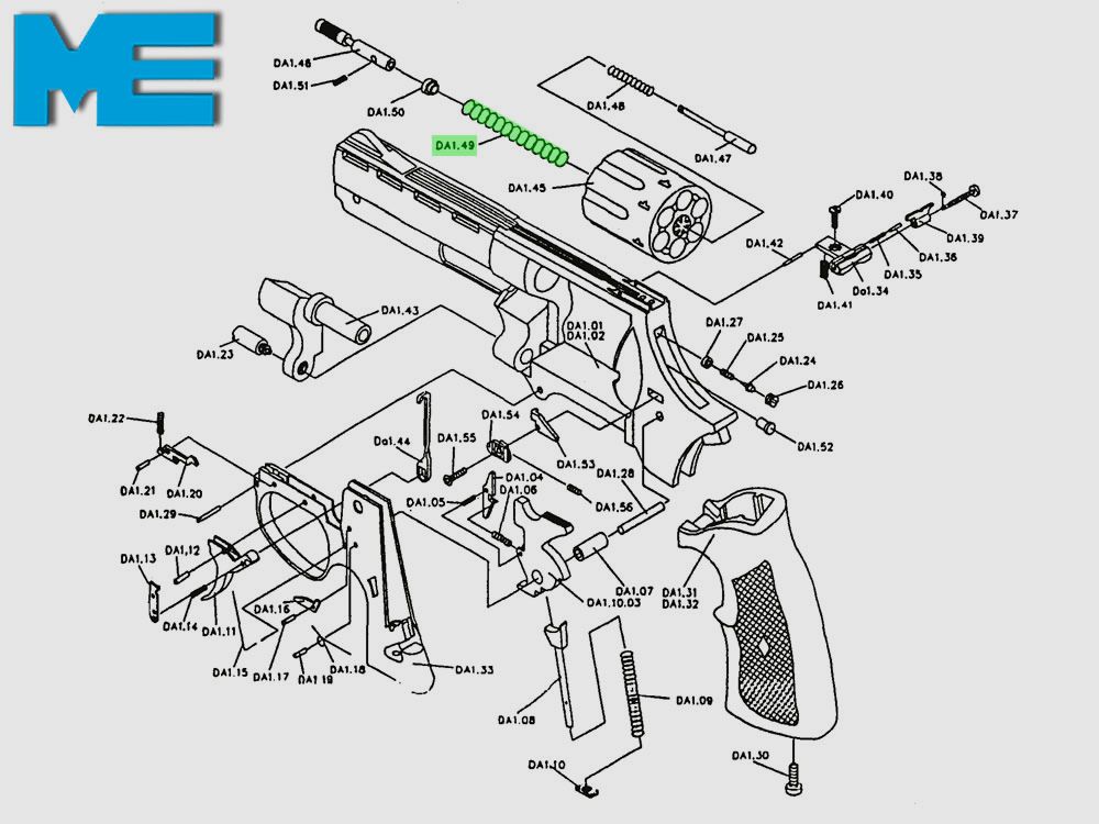 Feder fĂĽr Trommelachse fĂĽr Revolver Bull Barrel, Ersatzteil DA1.49