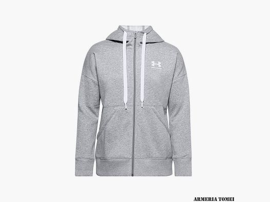 UNDER ARMOUR – DAMY – BLUZA Z KAPTUREM RIVAL FLEECE FULL ZIP HO Steel Medium Heather / White – 035