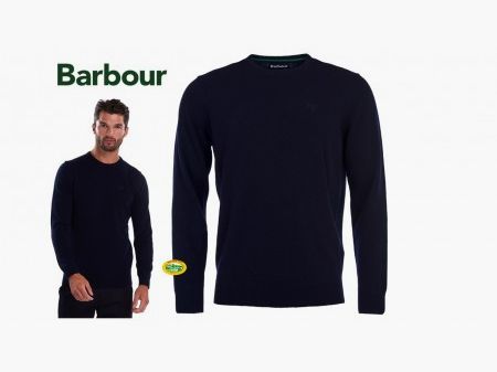 BARBOUR Essential Lambswool Crew Neck Sweater Blue