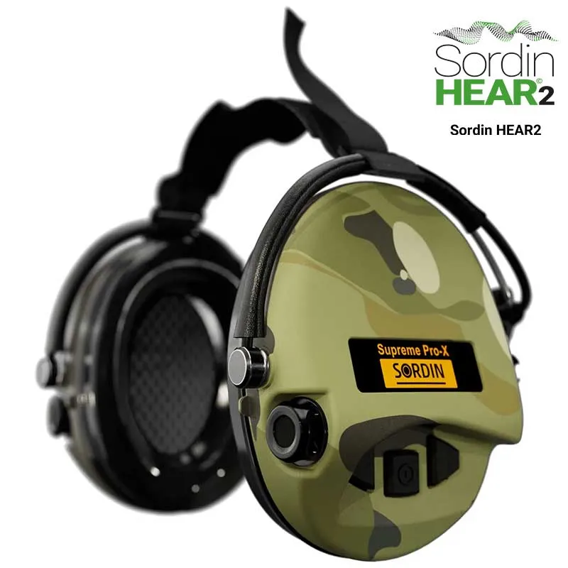 Słuchawki aktywne nakarkowe Sordin Supreme Pro-X - żelowe wkładki, multicam - 76302-X-06-G-S