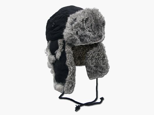 MFH Fellmütze mit Kaninchenfell schwarz