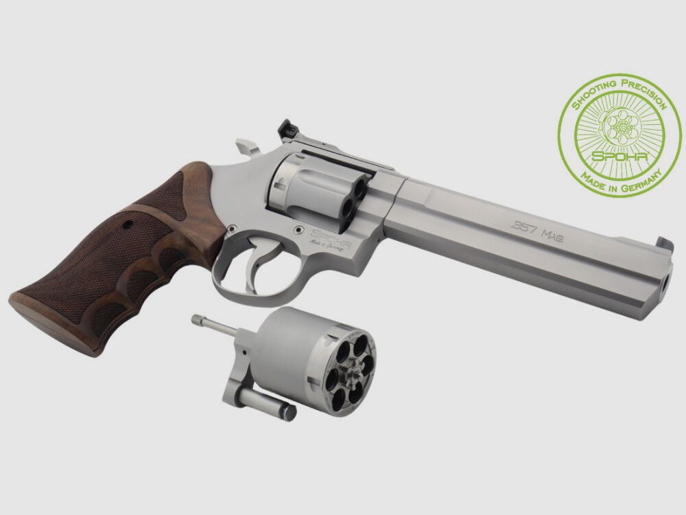 SPOHR L562 Standard 6.0 Stainless 6" Revolver with interchangeable cylinder 9mm Made in Germany