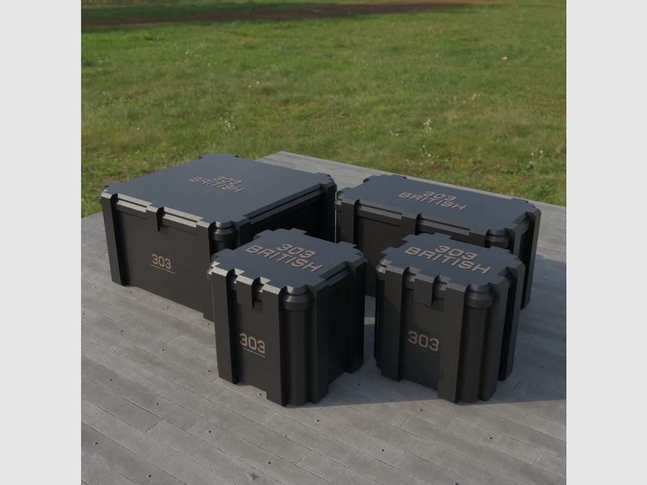 Caja de municiones Filamelt / .303 British / 'tapa abatible' / caja de cartuchos, caja de municiones
