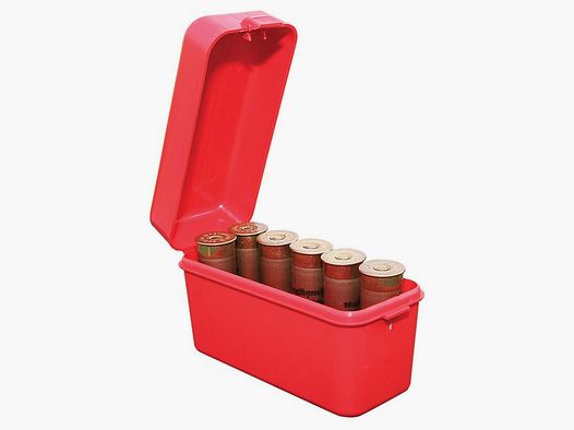 Caja de cartuchos MTM S10-30 roja con tapa abatible para 10 cartuchos de escopeta .12GA