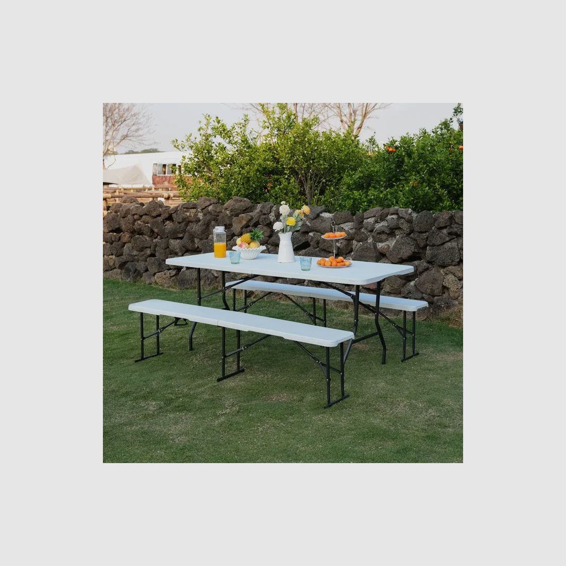NC3404 Klappbare Gartenbank 183cm in Weiss