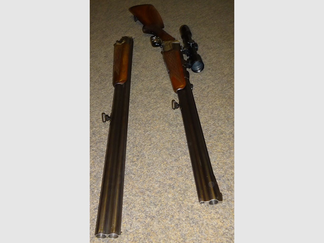 BBF /BDF HEYM Mod. 88 7x57R +16/70 con canna intercambiabile su BDF 16/70. Con "Kaps" ZF 4 volte. Spedizione in tutta l'UE