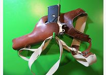 Holster na ramię, rewolwer + pistolet 6" np. 1911, skóra + tekstylia (taśma)