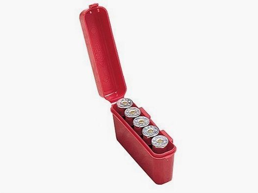 MTM Shotgun Cartridge Box S-5-30 red with flip lid for 5 shotgun cartridges .12