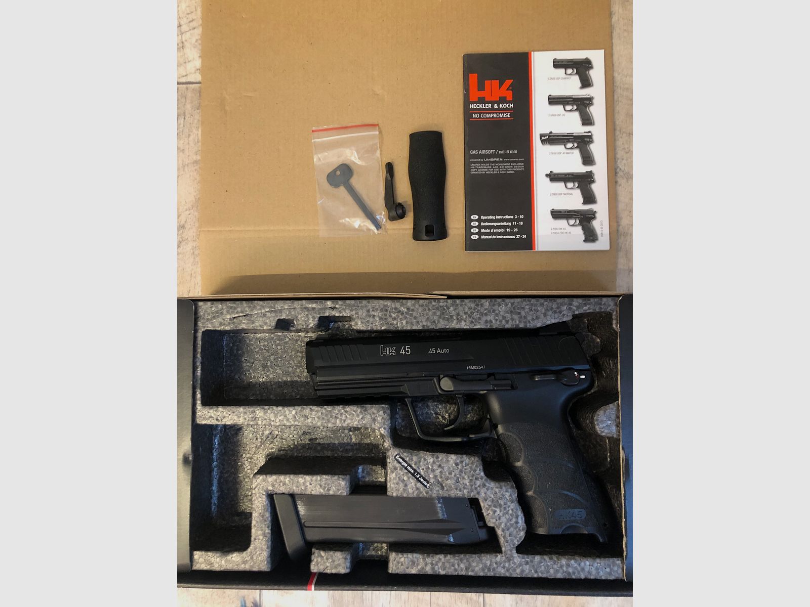 Heckler & Koch, HK 45 Auto, Schwarz, Gas Airsoft, GBB 6mm BB