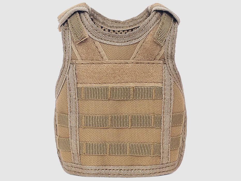 Mini protective vest for beer bottle / wine bottle / thermos bottle - sand