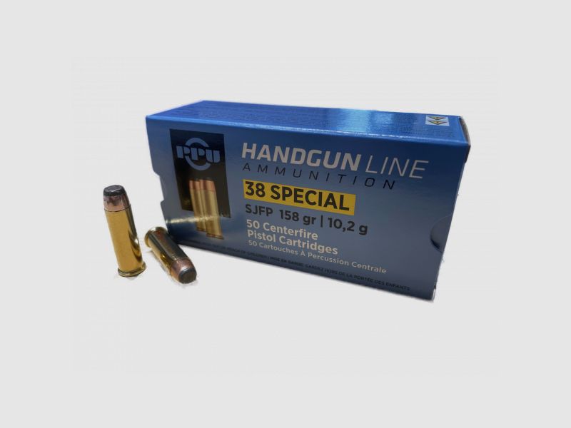 PPU .38SPECIAL SJFP - TEILMANTELFLACHKOPF - 158GRS / 10,2 G - 50 SCHUSS